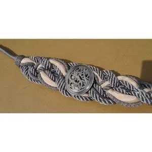 Rhea Belt 80s Women\'s Braided Stretch Knot Waist Grey Silver Center Medallion Rhea | Accessories | Rhea Belt 8s Womens Braided Stretch  main image 3